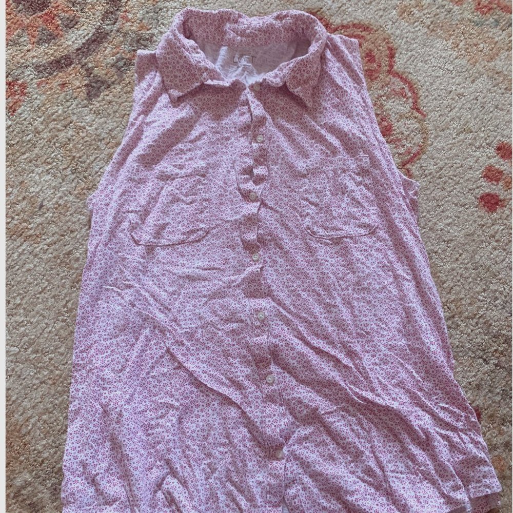 Any 6 for $43 | Blossoms Pink Floral Collared Tank